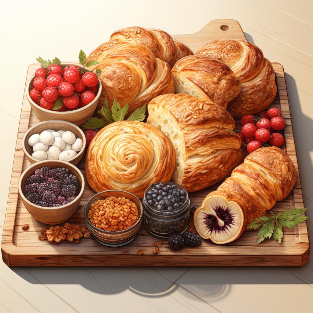 Baked goods arranged on the board