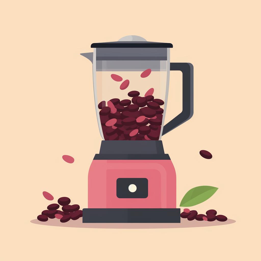 Blended adzuki beans in a blender