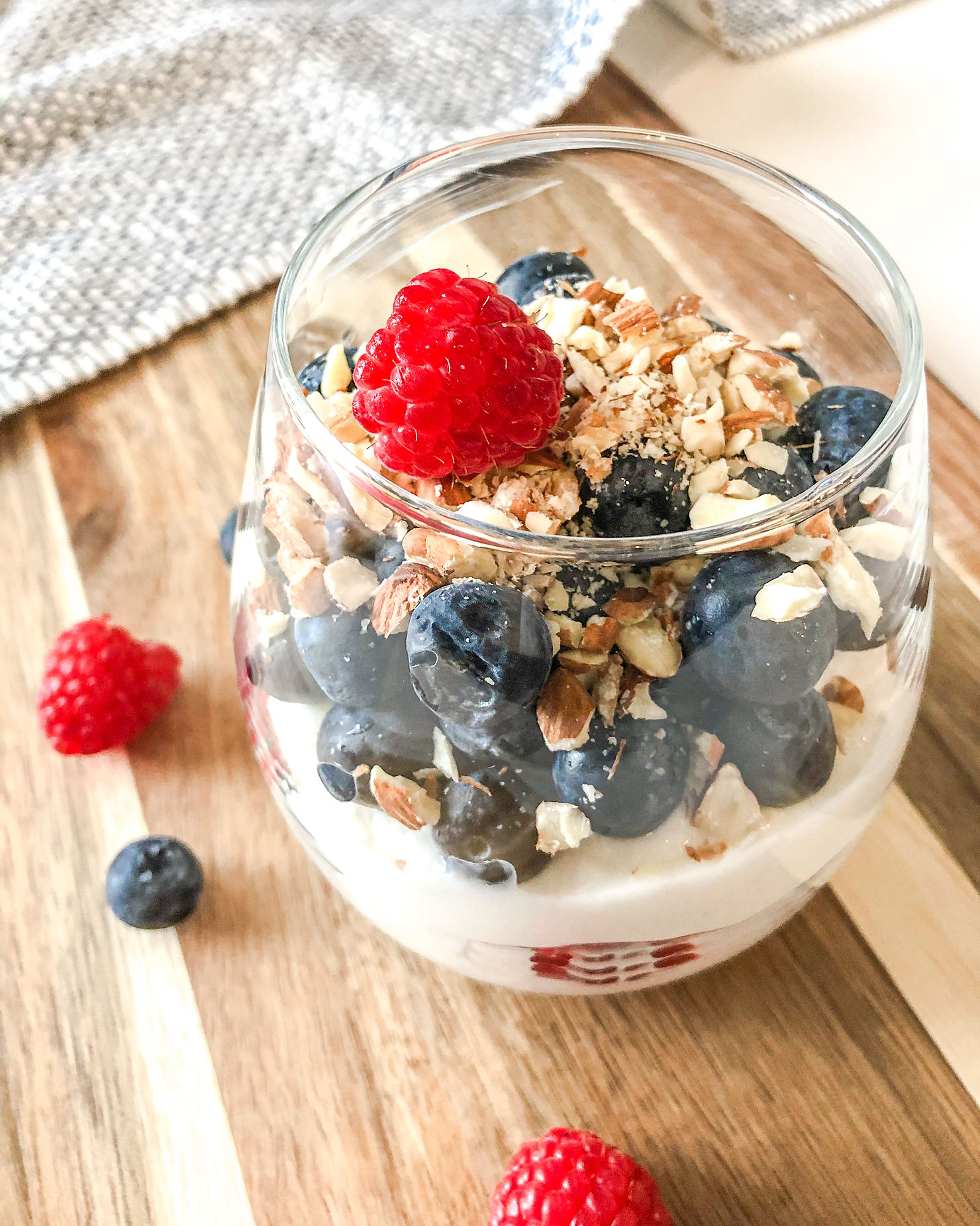 Delicious Greek Yogurt Berry Parfait served in a glass