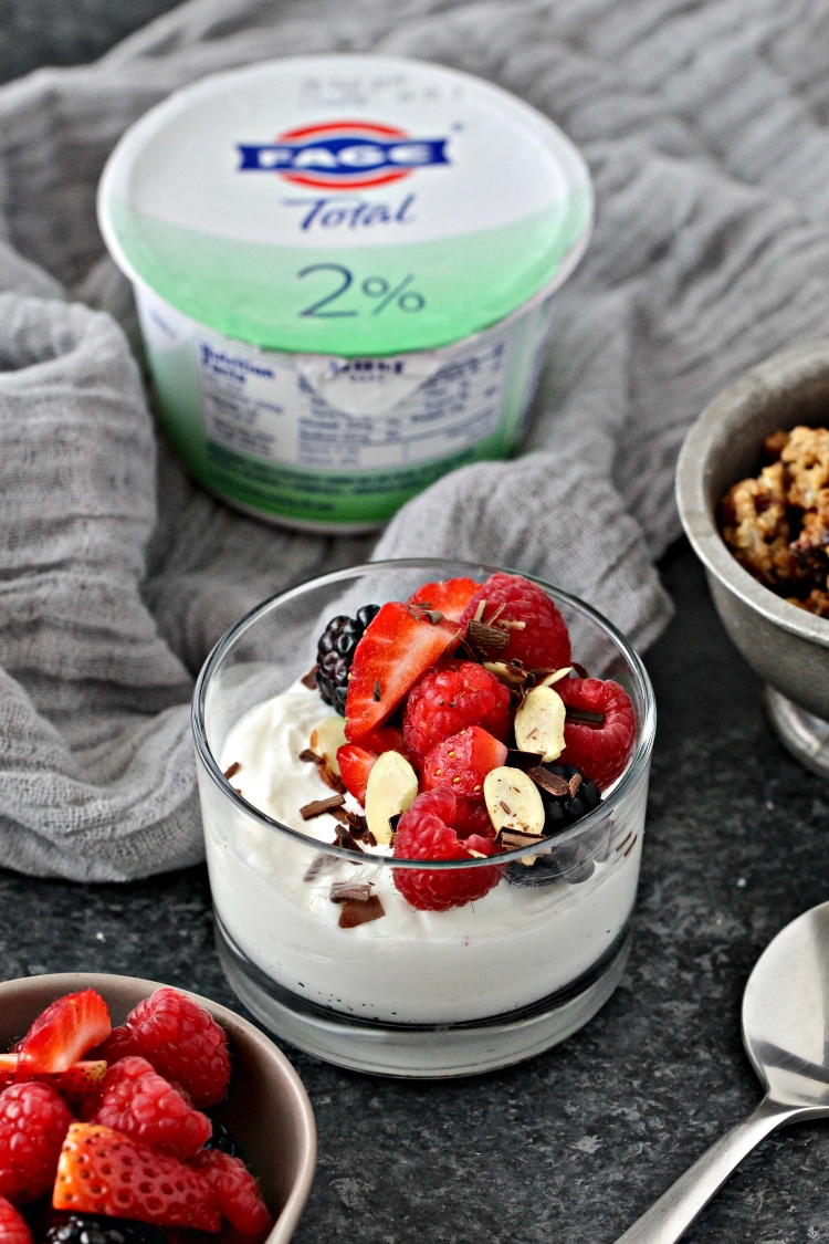 Delicious Greek Yogurt Berry Parfait in a glass